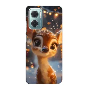 Яскравий чохол для Xiaomi Redmi Note 11E з Зимові Оленята (Оленятко серед гірлянд)