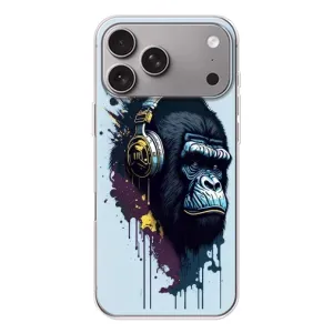 Чохол з Мавпами Apple iPhone 18 Pro Max - (AlphaPrint) (Горила в навушниках)
