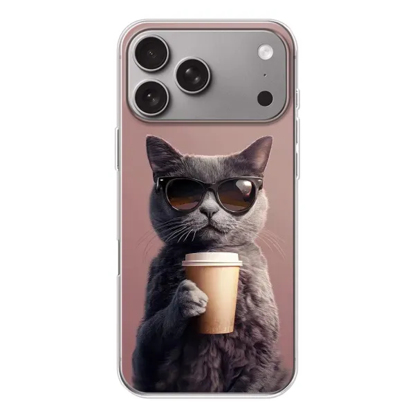 Чохол з принтом «Кіт з кавою» для Apple iPhone 18 Pro Max