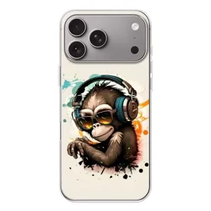 Чохол з Мавпами Apple iPhone 18 Pro Max - (AlphaPrint) (Макака в навушниках)