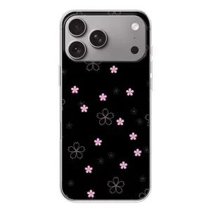 Чохол з розовим принтом для Apple iPhone 18 Pro Max (Рожеві квіти на чорному)
