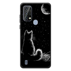 Чохол з принтом для Blackview A50 (AlphaPrint) Модні коти (Котик і місяць)