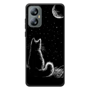 Чехол с принтом для Blackview A52 (AlphaPrint) Модные коты (Котик и луна)