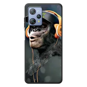 Чехол с Обезьянами Blackview A53 Pro - (AlphaPrint) (В наушниках)