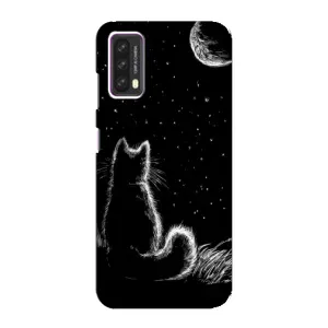 Чехол с принтом для Blackview A90 (AlphaPrint) Модные коты (Котик и луна)