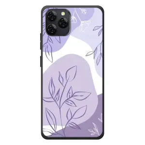 Силконовий чохол з принтом в квітах на Blackview A95 (Фіолетове листя абстракція)