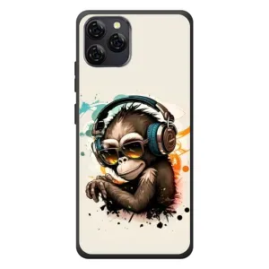 Чехол с Обезьянами Blackview A95 - (AlphaPrint) (Макака в наушниках)