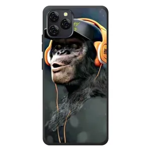 Чехол с Обезьянами Blackview A95 - (AlphaPrint) (В наушниках)