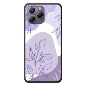 Силиконовый чехол с принтом в цветах на Blackview A96 (Фиолетовые листья абстракция)