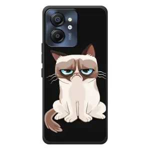 Чехол с принтом для Blackview Color 8 (AlphaPrint) Модные коты (Грустный кот)