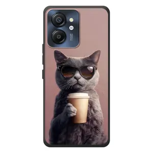 Чехол с принтом стильные животные для Блэквью Цвет 8 (Кот с кофе)