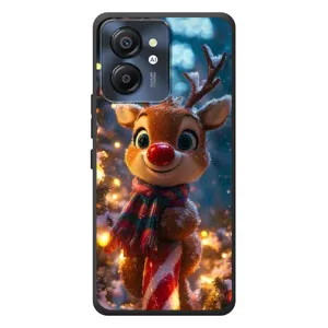 Яркий чехол для Blackview Color 8 с Зимними Оленятами (Олень с шарфом)