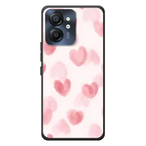 Чехол с розовым рисунком для Blackview Color 8 (Розовые сердечки)