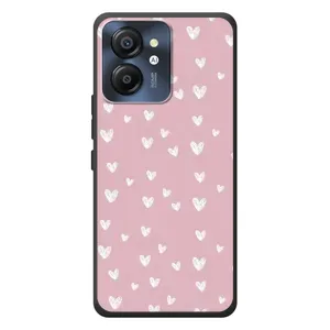 Чехол с розовым рисунком для Blackview Color 8 (Сердечки на розовом)