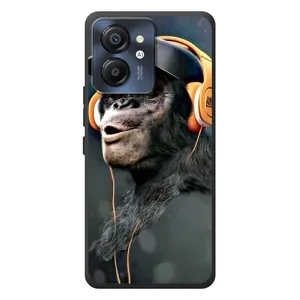 Чехол с Обезьянами Blackview Color 8 - (AlphaPrint) (В наушниках)