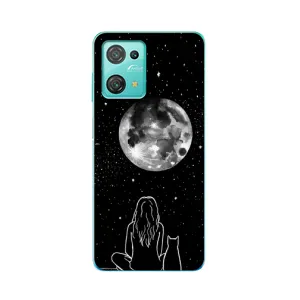 Чехол с рисунком кот на Blackview Oscal C30 Pro (Девушка с котом)