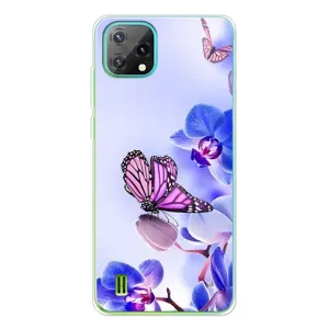 Чехлы с Цветами для Blackview Oscal C60 (VPrint) (Бабочка на цветочке)