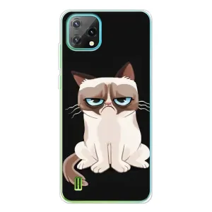 Чехол с принтом для Blackview Oscal C60 (AlphaPrint) Модные коты (Грустный кот)