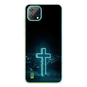 Чехол для Blackview Oscal C60 (AlphaPrint) - (Христианские) (Крест и город)