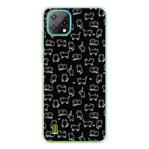 Чехол с принтом для Blackview Oscal C60 (AlphaPrint) Модные коты (Меленькие котики)