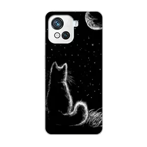 Чохол з принтом для Blackview Oscal C80 (AlphaPrint) Модні коти (Котик і місяць)