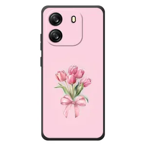 Чехол с розовым рисунком для Blackview Oscal Flat 1C (Букет цветов)