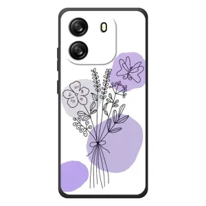 Силконовий чохол з принтом в квітах на Blackview Oscal Flat 1C (Букет фіолетова абстракція)
