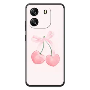 Чехол с розовым рисунком для Blackview Oscal Flat 1C (Розовые вишни)