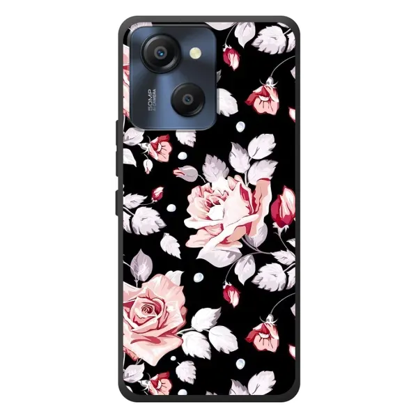 Чехол с принтом «Цветочки на черном» для Blackview Oscal Modern 8