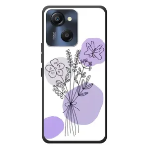 Силконовий чохол з принтом в квітах на Blackview Oscal Modern 8 (Букет фіолетова абстракція)