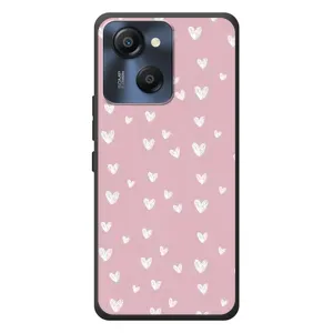 Чехол с розовым рисунком для Blackview Oscal Modern 8 (Сердечки на розовом)