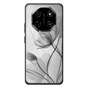 Чехол с цветочным принтом на Блэквью Шарк 6 (Черные цветы)