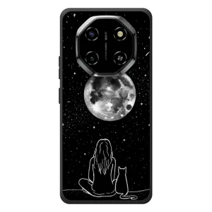 Чехол с рисунком кот на Blackview Shark 6 (Девушка с котом)