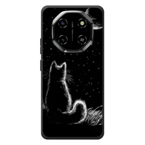 Чехол с принтом для Blackview Shark 6 (AlphaPrint) Модные коты (Котик и луна)