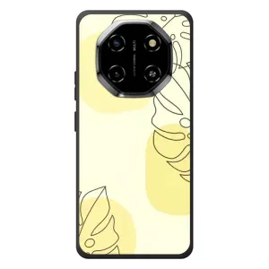Силиконовый чехол с принтом в цветах на Blackview Shark 6 (Желтая монстера арт)