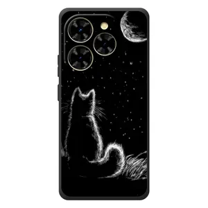 Чохол з принтом для Blackview Shark 9 (AlphaPrint) Модні коти (Котик і місяць)