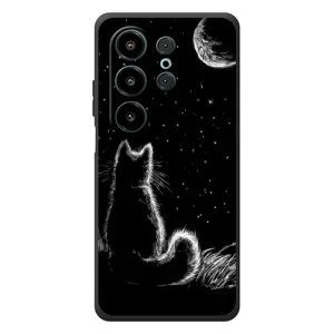 Чехол с принтом для Blackview Wave 10 (AlphaPrint) Модные коты (Котик и луна)