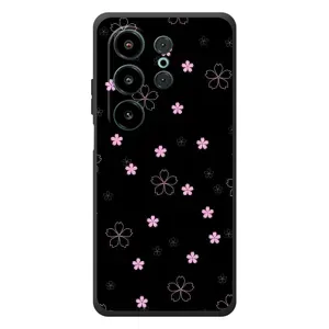 Чехол с розовым рисунком для Blackview Wave 10 (Розовые цветы на черном)