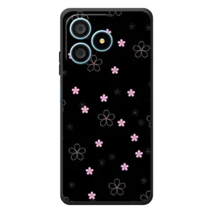 Чехол с розовым рисунком для Blackview Wave 9C (Розовые цветы на черном)