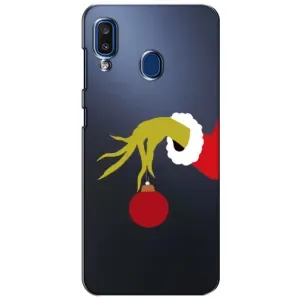 Зимні Чохли для Samsung Galaxy A20 2019 (А205F) - прозорий фон (Грінч з іграшкою)