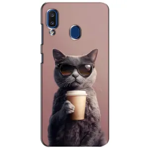 Чехол с принтом «Кот с кофе» для Samsung Galaxy a20 2019 (A205F)