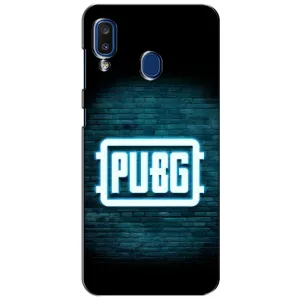 Чехол PUBG для Самсунг А20 (2019) (AlphaPrint) (Лого PUBG)
