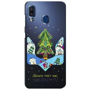 Зимні Чохли для Samsung Galaxy A20 2019 (А205F) - прозорий фон (Різдвяний герб)