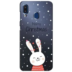 Зимні Чохли для Samsung Galaxy A20 2019 (А205F) - прозорий фон (Різдвяний заєць)