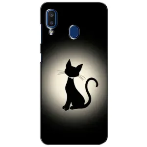 Чехол с принтом для Samsung Galaxy a20 2019 (A205F) (AlphaPrint) Модные коты (Силуэт котика)