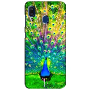 Чехол с птицами на Samsung Galaxy a20 2019 (A205F) (VPrint) (Яркий Павлин)