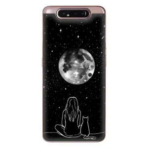 Чохол з принтом «Дівчина з котом» для Samsung Galaxy a80 2019 ( A805F )