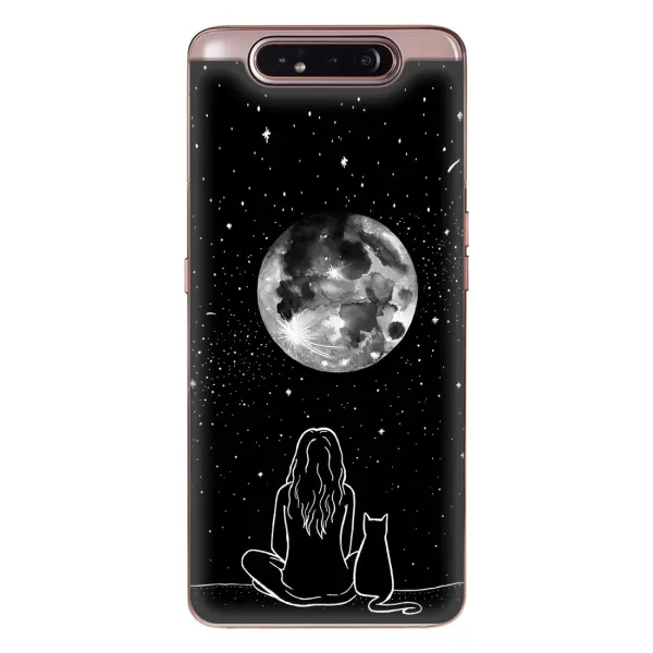 Чохол з принтом «Дівчина з котом» для Samsung Galaxy a80 2019 ( A805F )