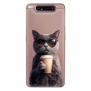Чохол з принтом «Кіт з кавою» для Samsung Galaxy a80 2019 ( A805F )