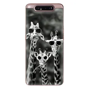 Силіконовий чохол з КАРТИНКАМИ літо для Samsung Galaxy a80 2019 ( A805F ) (AlphaPrint) (Жирафи в окулярах)